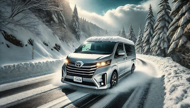ハイエースの2WDで雪道