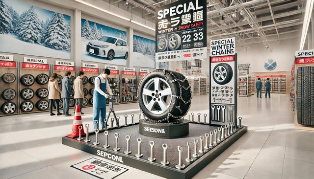 4WD軽トラのチェーン装着軸