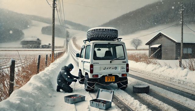 軽トラチェーンの基本の付け方