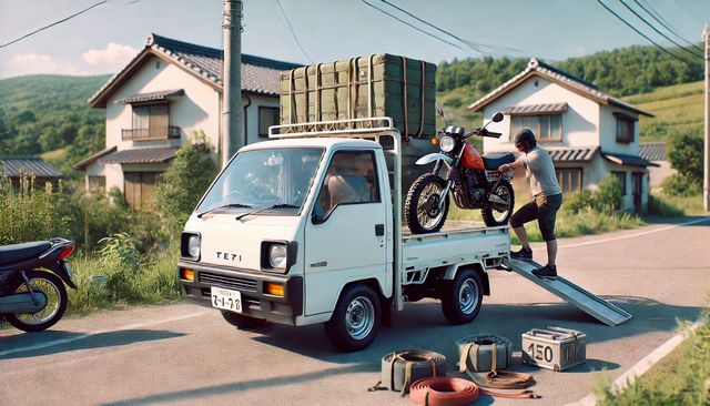 軽トラにバイクをラダーなし
