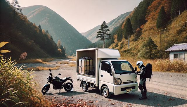 バイクをスロープを使わない積載判断